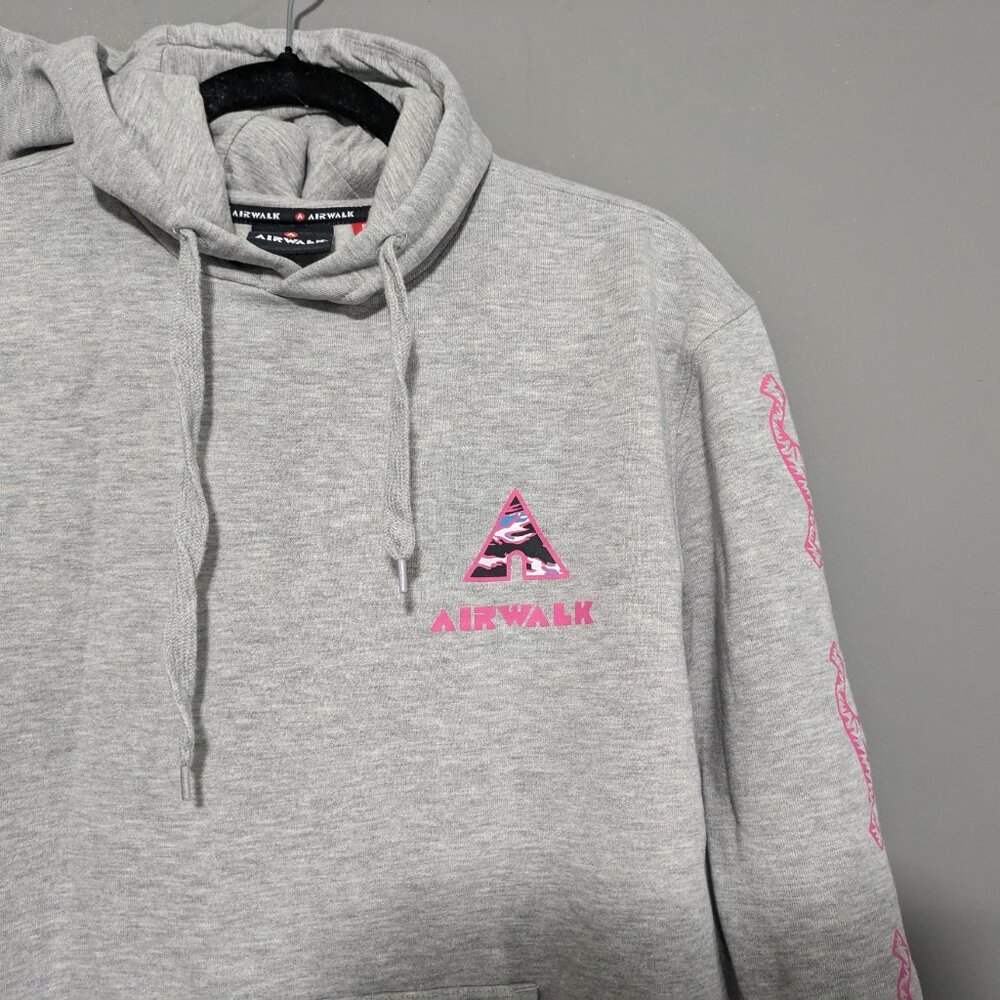 Airwalk Graphic Print Pull Over Hoodie Gray Pink - Picture 5 of 5